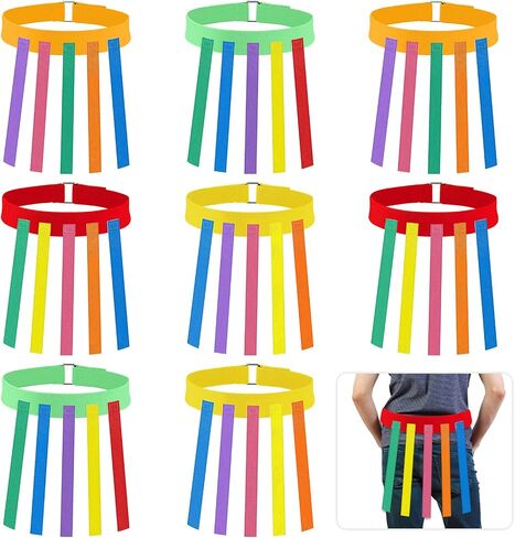 Wettarn 8 Pcs Catch Tail Game Belt Set Kids,Red,Orange,Yellow,Green | Colorful Streamers, Field Day Games, Birthday Party Activities, Outdoor Catch the Tail Challenge for Kids Adults in Saudi Arabia