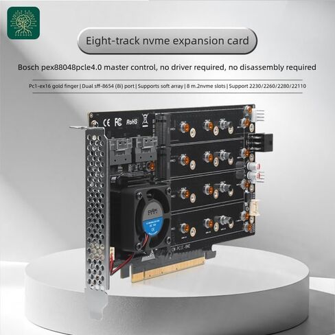 8-Drive NVMe SSD to PCIe 4.0 X 16 Adapter Card with Active Cooling (88048 8-Drive NVMe Expansion Card, Plain) Visit the oaknode Store (Plain) in Saudi Arabia