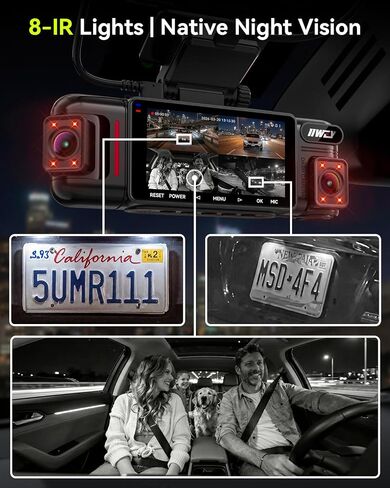 IIWEY N6 PRO 4K STARVIS 2 4-Channel Dash Cam 360° View, Free 128GB Card | (True 4K+1080Px3), 8-IR Lamps Night Vision, Front Rear and Dual Inside Car Camera, 5GHz WiFi, GPS, 24/7 Parking Mode, 3" IPS in Saudi Arabia