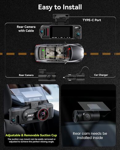 IIWEY N6 PRO 4K STARVIS 2 4-Channel Dash Cam 360° View, Free 128GB Card | (True 4K+1080Px3), 8-IR Lamps Night Vision, Front Rear and Dual Inside Car Camera, 5GHz WiFi, GPS, 24/7 Parking Mode, 3" IPS in Saudi Arabia