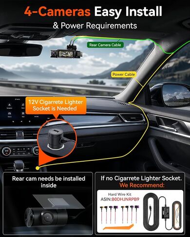 IIWEY N7 PRO 4K STARVIS 4-Channel Dash Cam 360° View, 8-IR Night Vision | Free 64GB Card, 4K 2160P Recording with Faster WiFi 6, GPS , 3.18" IPS, 24/7 Parking Mode, Front, Rear & Dual Inside Cams in Saudi Arabia