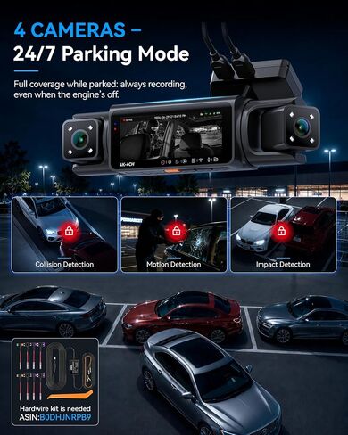 IIWEY N7 PRO 4K STARVIS 4-Channel Dash Cam 360° View, 8-IR Night Vision | Free 64GB Card, 4K 2160P Recording with Faster WiFi 6, GPS , 3.18" IPS, 24/7 Parking Mode, Front, Rear & Dual Inside Cams in Saudi Arabia