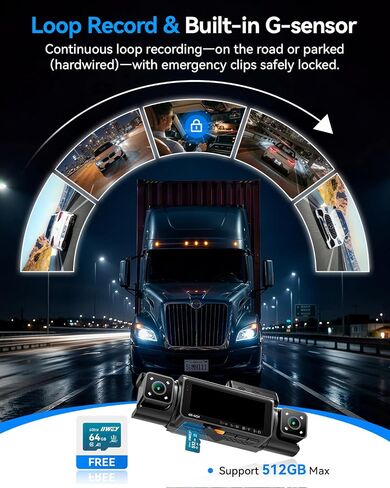 IIWEY N7 PRO 4K STARVIS 4-Channel Dash Cam 360° View, 8-IR Night Vision | Free 64GB Card, 4K 2160P Recording with Faster WiFi 6, GPS , 3.18" IPS, 24/7 Parking Mode, Front, Rear & Dual Inside Cams in Saudi Arabia