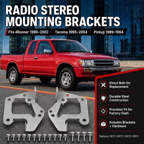 Radio Stereo Mounting Bracket Set Compatible with Toyota 4Runner 1989-2002 Pickup 1989-1995 T100 1993-1998 Tacoma 1995-2004, Replaces 86212-89111 86211-89111 with Screws in Saudi Arabia