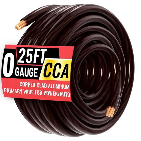 Energeaster 4 Gauge Wire 25FT Black + 25FT Red Automotive Primary Wire | Copper Clad Aluminum, Primary Automotive Power/Ground Cable, for Audio Speaker, RV, Amp, Generator, Solar, Translucent Jacket in Kuwait