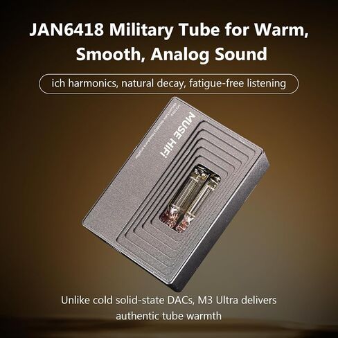 HiFiGo MUSEHiFi M3 Ultra Portable Tube DAC Amp with JAN6418 Vacuum Tube, 460mW/480mW Balanced Output, USB C Dongle DAC for IEMs & Headphones, Amplifier for Phone/PC/Mac in Saudi Arabia