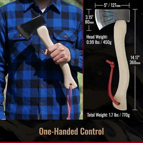 SUIZAN Japanese Hatchet 14" - Small Hand Axe for Camping Bushcraft Carving | Forged Steel Axe for Woodworking Splitting Kindling Firewood Survival Outdoor Gift with Cowhide Sheath Samurai Cord in Saudi Arabia
