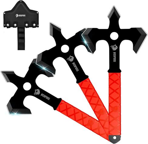NedFoss Axe Throwing, 11.9" Full Tang Triple Edge Throwing Axe with Sheath | TPE Rubber Handle, Axe Throwing Set 3 for Backyard Recreation Axe Throwing Game, Christmas Halloween Gifts for Women Men in Saudi Arabia