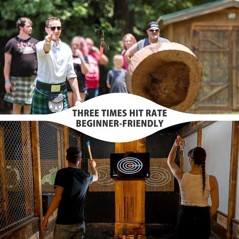 NedFoss Axe Throwing, 11.9" Full Tang Triple Edge Throwing Axe with Sheath | TPE Rubber Handle, Axe Throwing Set 3 for Backyard Recreation Axe Throwing Game, Christmas Halloween Gifts for Women Men in Saudi Arabia