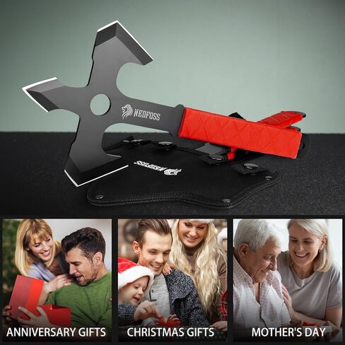 NedFoss Axe Throwing, 11.9" Full Tang Triple Edge Throwing Axe with Sheath | TPE Rubber Handle, Axe Throwing Set 3 for Backyard Recreation Axe Throwing Game, Christmas Halloween Gifts for Women Men in Saudi Arabia