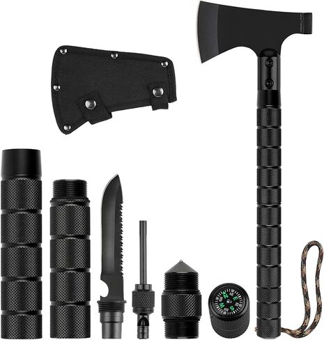 LIANTRAL Camping Axe, Folding Survival Hatchet Axe Tactical Axe for Outdoor | Black Camp Axe Tactical Tomahawk Survival Axe for Outdoor Adventure in Saudi Arabia
