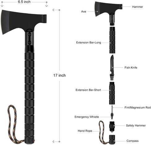 LIANTRAL Camping Axe, Folding Survival Hatchet Axe Tactical Axe for Outdoor | Black Camp Axe Tactical Tomahawk Survival Axe for Outdoor Adventure in Saudi Arabia