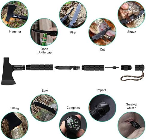 LIANTRAL Camping Axe, Folding Survival Hatchet Axe Tactical Axe for Outdoor | Black Camp Axe Tactical Tomahawk Survival Axe for Outdoor Adventure in Saudi Arabia