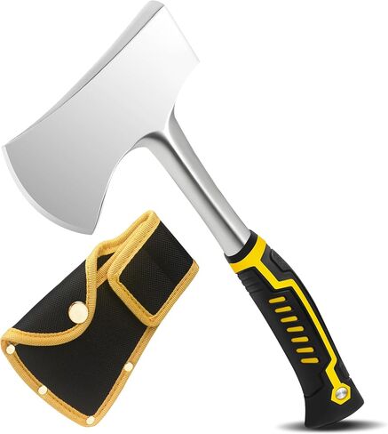 13.5" Camping Hatchet, Forged Carbon Steel Axe with Ergonomic Anti-Slip Grip & Heavy-Duty Oxford Nylon Sheath – Outdoor Survival, Camping, Wood Splitting & Hiking Tool in Saudi Arabia