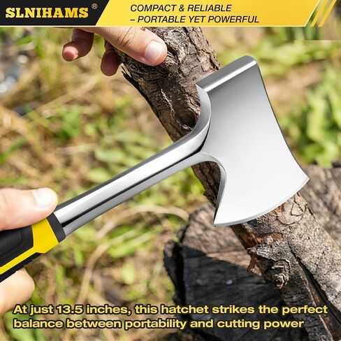 13.5" Camping Hatchet, Forged Carbon Steel Axe with Ergonomic Anti-Slip Grip & Heavy-Duty Oxford Nylon Sheath – Outdoor Survival, Camping, Wood Splitting & Hiking Tool in Saudi Arabia