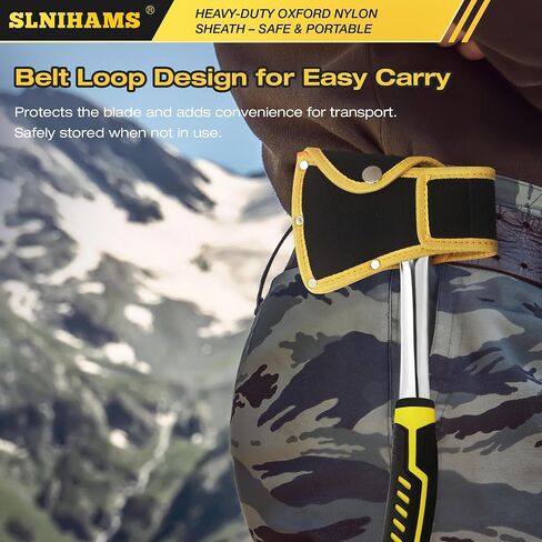 13.5" Camping Hatchet, Forged Carbon Steel Axe with Ergonomic Anti-Slip Grip & Heavy-Duty Oxford Nylon Sheath – Outdoor Survival, Camping, Wood Splitting & Hiking Tool in Saudi Arabia