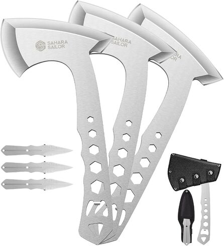 Sahara Sailor Throwing Axes, 3 Pack 10inch Throwing Axes and Tomahawks Set, with Bottle Openers, a Wrench and Nylon Sheath for Competiton and Recreation in Kuwait