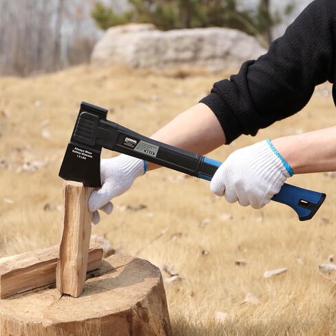 14" Outdoor Camping Hatchet Axe for Wood Splitting and Kindling | Forged Carbon Steel Heat Treated Hand Maul Tool, Nylon Handle Shock Reduction Handle with Anti-Slip Grip in Saudi Arabia