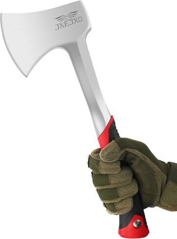 14.4" Camping Hatchet with Full Tang Forged Construction & Ergonomic Shock Absorbing Grip, Hatchet Axe with Nylon Sheath (Red in Saudi Arabia