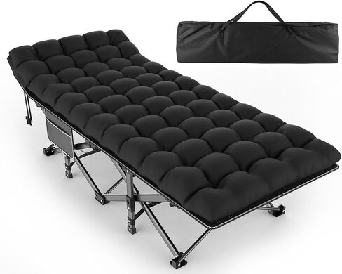Camping Cot for Adults - Heavy-Duty Cot Bed with Mattress, Portable Sleeping Cots for Outdoor Indoor, 1200D Oxford Folding Cots for Home Travel, Max Load 500LBS, Fits People up to 6'3", Gray | Comfortable Sleeping Space, Soft Mattress, 500LBS Capacity, 12 in Saudi Arabia