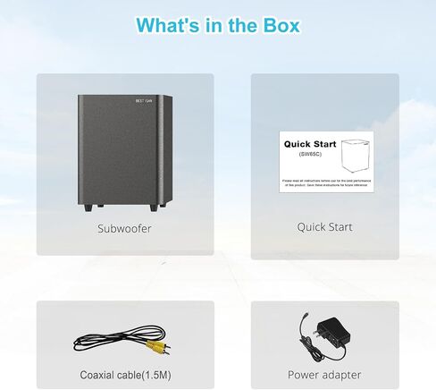 BESTISAN Powered Subwoofer, Deep Bass Sub, Down Firing Subs, Easy Setup with Home Theater System, Receiver, Speakers, Coaxial Cable Included, RCA, LFE, AUX Input, High-Level Speaker Input & Output in Saudi Arabia