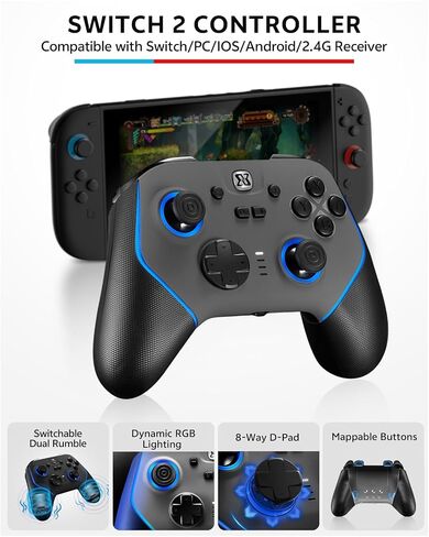 حزمة ملحقات وحدة التحكم الاحترافية لجهاز Nintendo Switch 2، 17 في 1: حقيبة حمل، واقي شاشة، مقبض إبهام لـ Joycon، غطاء حماية لوحدة التحكم قابل للإرساء، عجلة القيادة، مجموعة ألعاب 2025 Switch2 in Kuwait