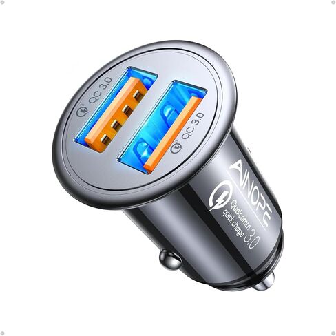 AINOPE QC3.0 USB Car Charger,Cigarette Lighter USB Charger,Fast Car Charger | [Mini & Zinc Alloy] 45W Dual Cigarette Lighter Adapter, 12v Car Charger for iPhone 17 16 15 14 13 12 11 Pro Max, for Android in Saudi Arabia