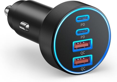 Car Charger USB C, 4-Port 90W Super Fast Charging Car Phone Charger Adapter | Car Accessories, Dual USB-C & USB-A Cargador Carro Cigarette Lighter, for iPhone 17 16 15 14 13 12 11, iPad, Galaxy, Android in Saudi Arabia