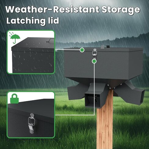 Portable 80LB Gravity Deer Feeder, Heavy Duty Metal Wildlife Feeder with 4 Feeding Ports, Weatherproof for Hunting & Backyard Game in Saudi Arabia