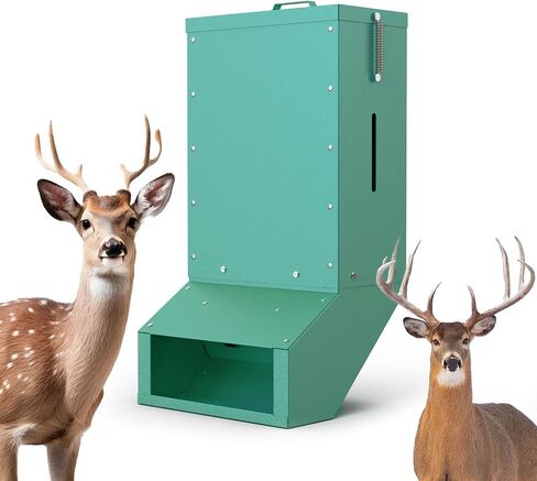 90-110lb Deer Feeder, Heavy Duty Metal Hunting Game Feeder | Weatherproof Wildlife Feeders for Hunting, Gravity Deer Feeder Automatic Dispenser Feeds Protein and Corn, Green in Saudi Arabia