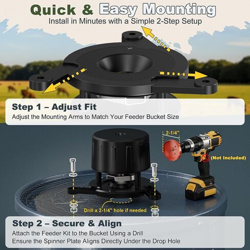 6V Deer Feeder Kit with Digital Timer, Dual Power (Solar Ready & Battery Backup), 1–8 Feedings Per Day, Adjustable Duration & Speeds, Fits Most Buckets, Easy DIY Game Feeder System in Saudi Arabia