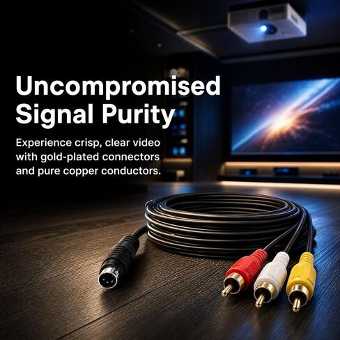 S Video Cable Pin S-Video 4 Pin S-Video Male to 3 RCA Male Composite AV Mini DIN Cable 5 ft Adapter for TVs Monitors VCRs DVD Players Camcorders Projectors Capture Cards 60inch in Saudi Arabia