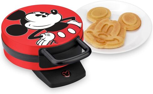 Disney Mickey Mouse Waffle Maker by Select Brands - Nonstick Waffle Iron for Fun Mickey-Shaped Waffles - Disney Kitchen Gift - 800 Watts - Red | Nonstick Waffle Iron for Fun Mickey-Shaped Waffles, 800 Watts, Great Disney Kitchen Gift for Breakfast in Saudi Arabia