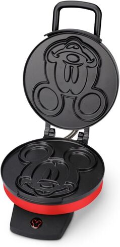 Disney Mickey Mouse Waffle Maker by Select Brands - Nonstick Waffle Iron for Fun Mickey-Shaped Waffles - Disney Kitchen Gift - 800 Watts - Red | Nonstick Waffle Iron for Fun Mickey-Shaped Waffles, 800 Watts, Great Disney Kitchen Gift for Breakfast in Saudi Arabia