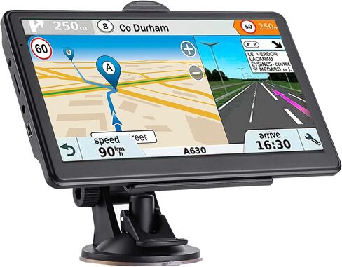 GPS Navigator للسيارة، خريطة 2026 7 بوصة تعمل باللمس للسيارة GPS 256-16 جيجابايت، توجيه اتجاه الدوران الصوتي، دعم السرعة والتحذير من الضوء الأحمر، شاحنة تحديث مجانية لخريطة أمريكا الشمالية مدى الحياة (فضي) in Kuwait