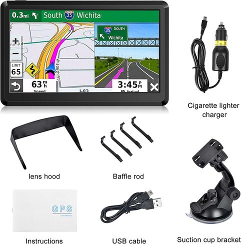 GPS Navigator للسيارة، خريطة 2026 7 بوصة تعمل باللمس للسيارة GPS 256-16 جيجابايت، توجيه اتجاه الدوران الصوتي، دعم السرعة والتحذير من الضوء الأحمر، شاحنة تحديث مجانية لخريطة أمريكا الشمالية مدى الحياة (فضي) in Kuwait