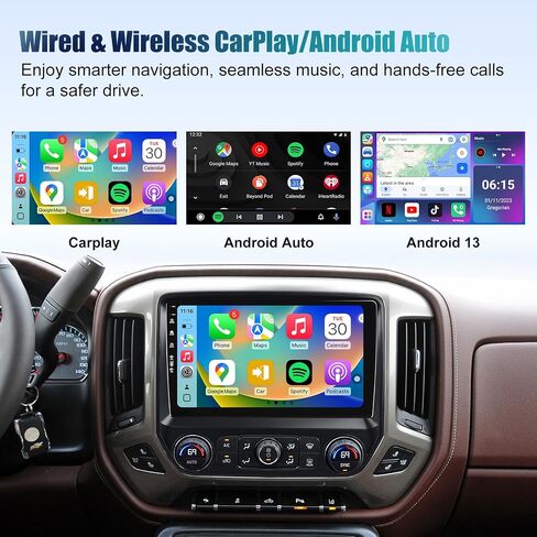 Car Stereo Radio for Chevrolet Silverado GMC Sierra 2014-2018, Android 13 Wireless CarPlay Android Auto, 10 Inch Head Unit IPS HD Screen, Bluetooth/SWC/GPS/FM/RDS/Wifi/1080P Rearview Camera in Saudi Arabia