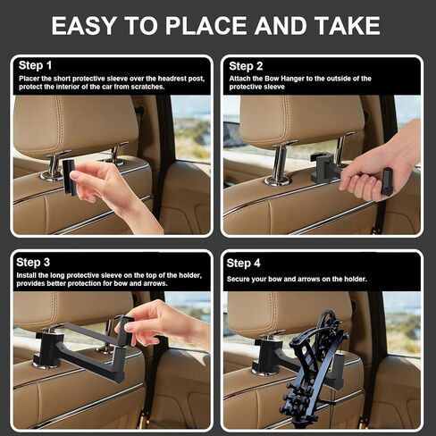 Buddy 2-Pack - Universal Vehicle Headrest Mount for Compound Bows, Secure & Space-Saving Storage for Trucks/SUVs/Cars, Soft-Padded Anti-Scratch Design in Kuwait
