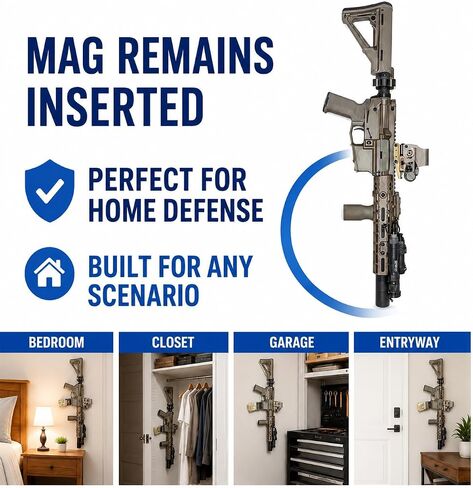 AR Buffer Tube Wall Mount Compatible with AR-15, AR-9, AR-10 | Vertical Rifle Storage Rack | Secure Buffer Tube Holder | Space-Saving Wall Display | 2-Pack | Made in USA in Saudi Arabia