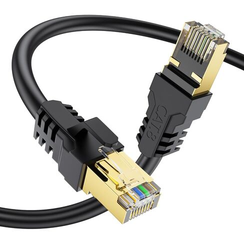 Cat 8 Ethernet Cable 150FT,High Speed 40Gbps,2000Mhz,26AWG,Gold Plated RJ45 Connector,for Outdoor&Indoor,for/PC/Modem/Router/Gaming,Faster Than Cat7/Cat6/Cat5 in Kuwait
