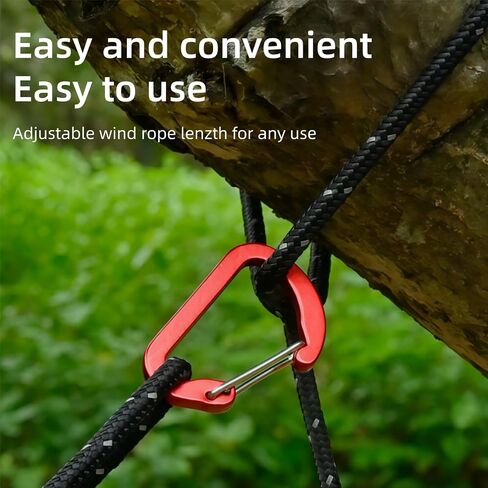 4 Pack 4mm Outdoor Guy Lines Tent Cords Lightweight Camping Rope with Hooks and Aluminum Guylines Adjuster Tensioner Pouch for Camping, Hiking, Climbing, Canopy Shelter etc in Saudi Arabia