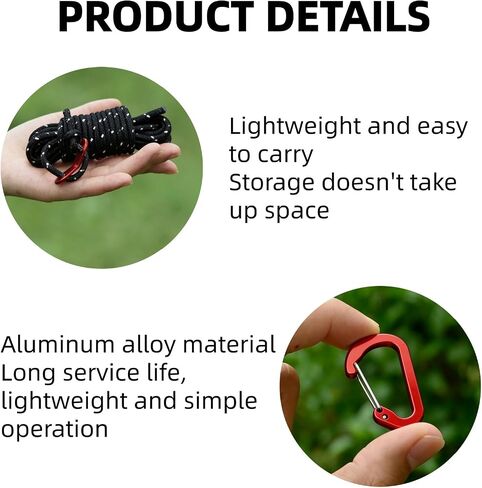 4 Pack 4mm Outdoor Guy Lines Tent Cords Lightweight Camping Rope with Hooks and Aluminum Guylines Adjuster Tensioner Pouch for Camping, Hiking, Climbing, Canopy Shelter etc in Saudi Arabia