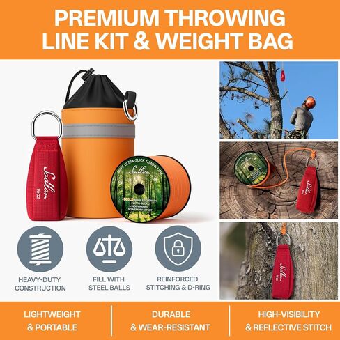 Arborist Throw Line Kit - Ultra Slick 166ft Rope with 16Oz Weight Throw Bag Low High Limb Throwing Adults Forestry Tree Trimming Cutting Gear in Saudi Arabia