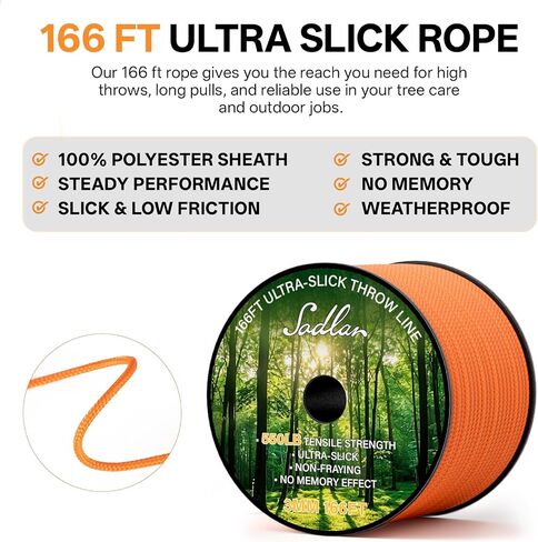 Arborist Throw Line Kit - Ultra Slick 166ft Rope with 16Oz Weight Throw Bag Low High Limb Throwing Adults Forestry Tree Trimming Cutting Gear in Saudi Arabia