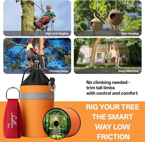 Arborist Throw Line Kit - Ultra Slick 166ft Rope with 16Oz Weight Throw Bag Low High Limb Throwing Adults Forestry Tree Trimming Cutting Gear in Saudi Arabia
