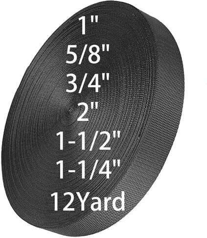 Nylon Webbing 5/8" 3/4" 1" 1-1/4" 1-1/2" 2" Wide, Heavyweight Webbing Strap 1 Inch 12 Yard, Nylon Straps for Indoor or Outdoor DIY Gear Repair, Pet Collars, Crafts in Kuwait