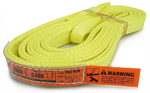 DD Sling 4" x 20' Nylon Lifting Sling – USA Made, 11,500 lb Vertical, 9,200 lb Choker, 23,000 lb Basket – 2-Ply Heavy Duty 900 Webbing, Type 4 Twisted Eye & Eye Rigging Sling, Safety Orange in Kuwait