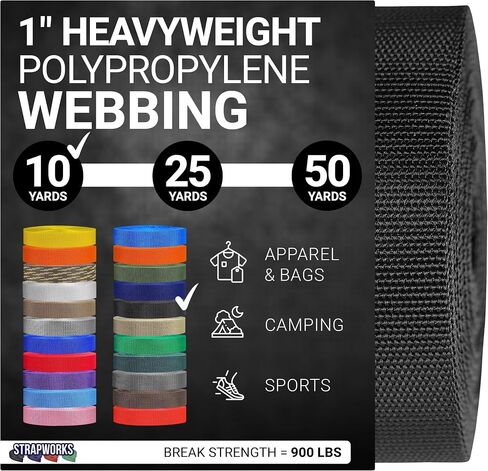 Strapworks Heavyweight Polypropylene Webbing - Heavy Duty Poly Strapping for Outdoor DIY Gear Repair in Kuwait