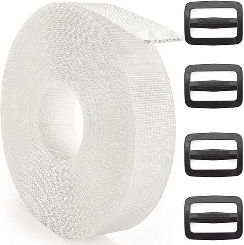 DEYACE 2 Inch Nylon Webbing Strap with Plastic Tri-Glide Slide Clips, 10 25 50 Yards Heavy Duty Nylon Strapping for Indoor or Outdoor Gear, DIY Crafting, Repairing in Kuwait