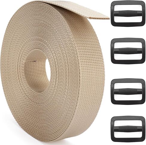 DEYACE 2 Inch Nylon Webbing Strap with Plastic Tri-Glide Slide Clips, 10 25 50 Yards Heavy Duty Nylon Strapping for Indoor or Outdoor Gear, DIY Crafting, Repairing in Saudi Arabia